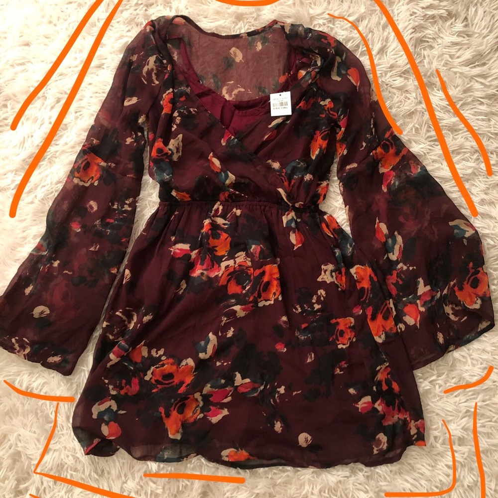 NWT Floral Maroon Dress